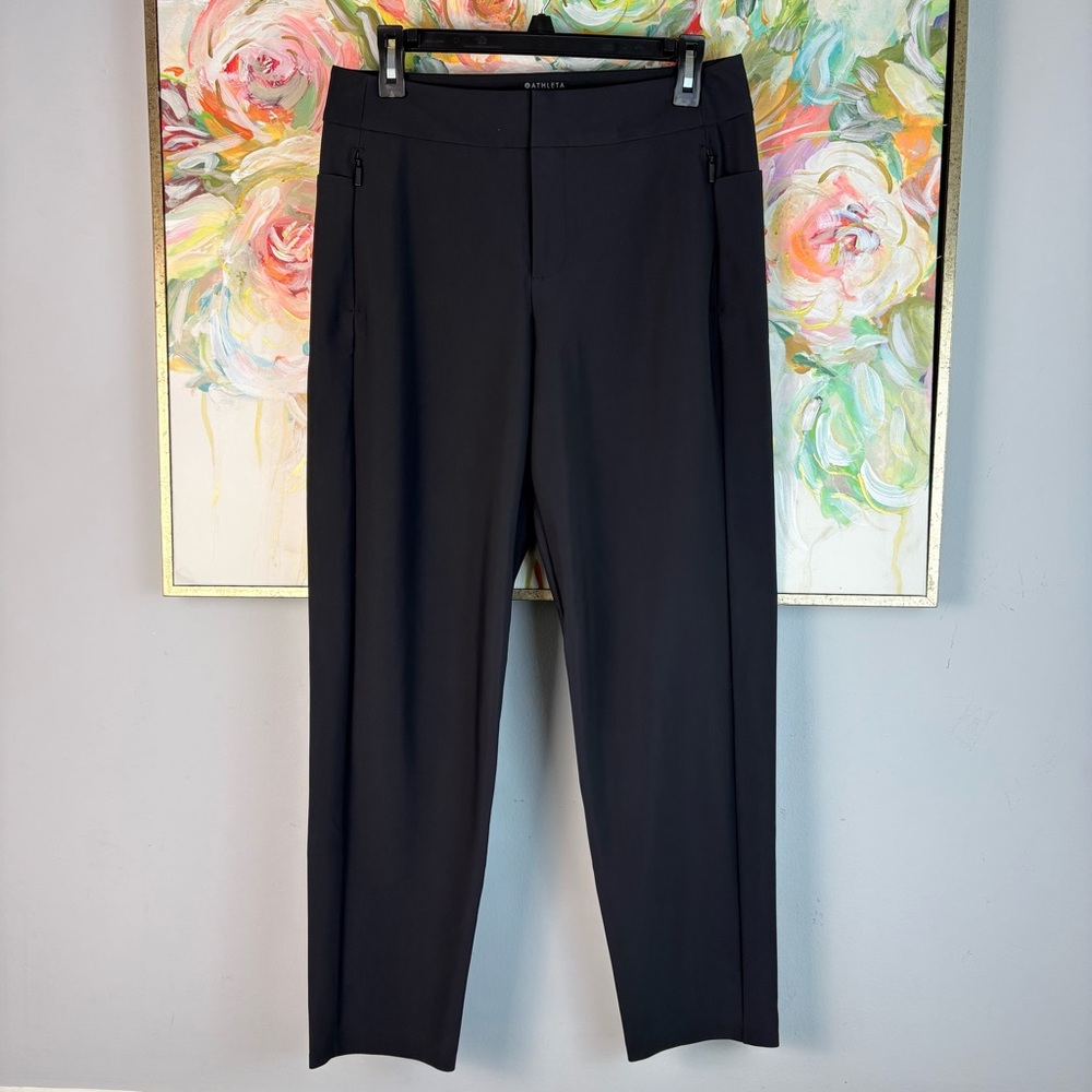 Athleta Stellar Trouser Black Slim Fit Work Pants Stretch Women 10 - Picture 2 of 11